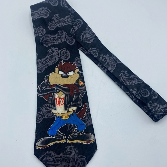 Warner Bros. Other - Looney Tunes Tie Mens 4x60 Black Taz Bikelife Edgy Bikercore Fun Bad Vintage